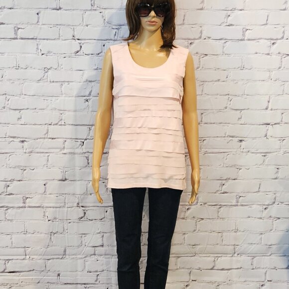 TRIBAL, Light pink pullover sleeveless ruffle layered blouse - Picture 2 of 11